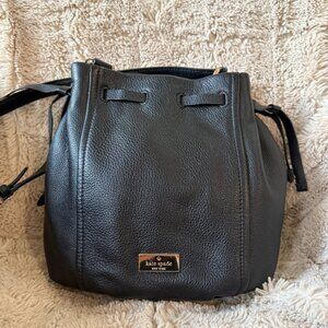 Kate Spade pebbled leather drawstring crossbody bag black